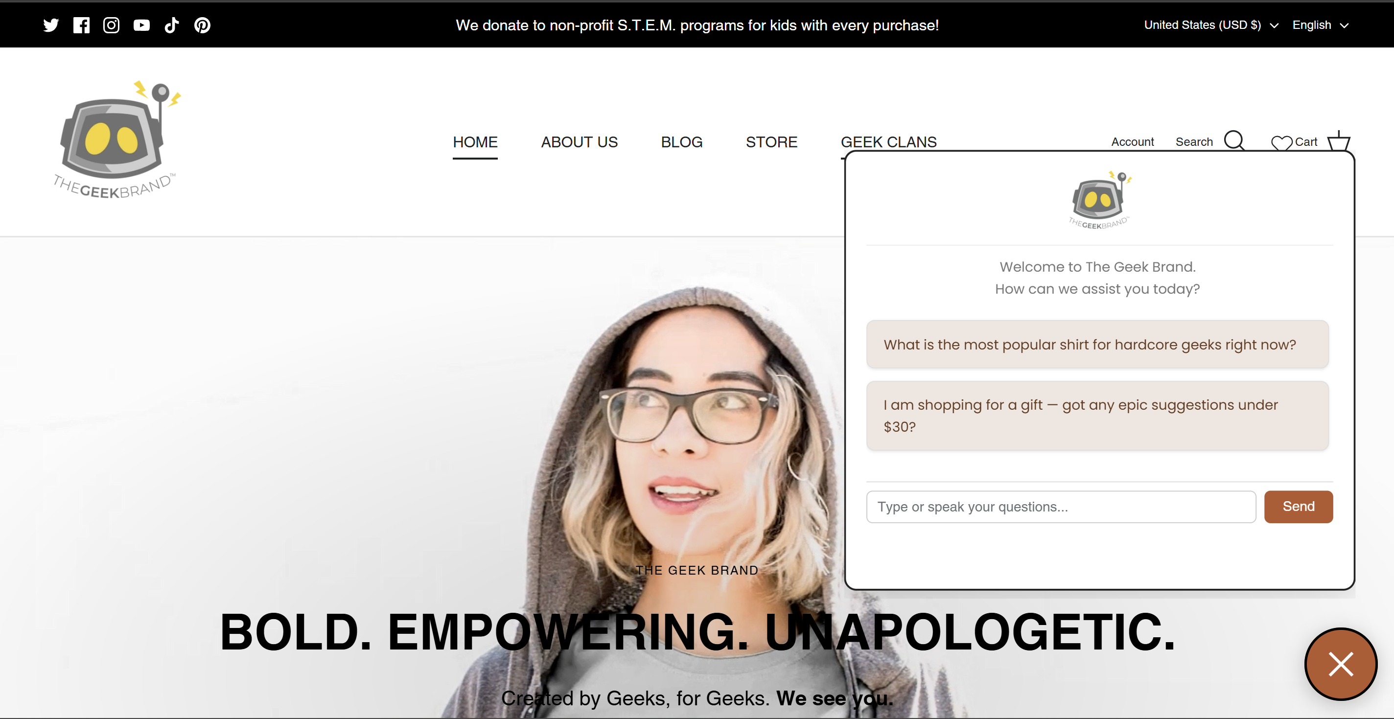 Click to enlarge PrismAI Chat Widget - Smart Questions